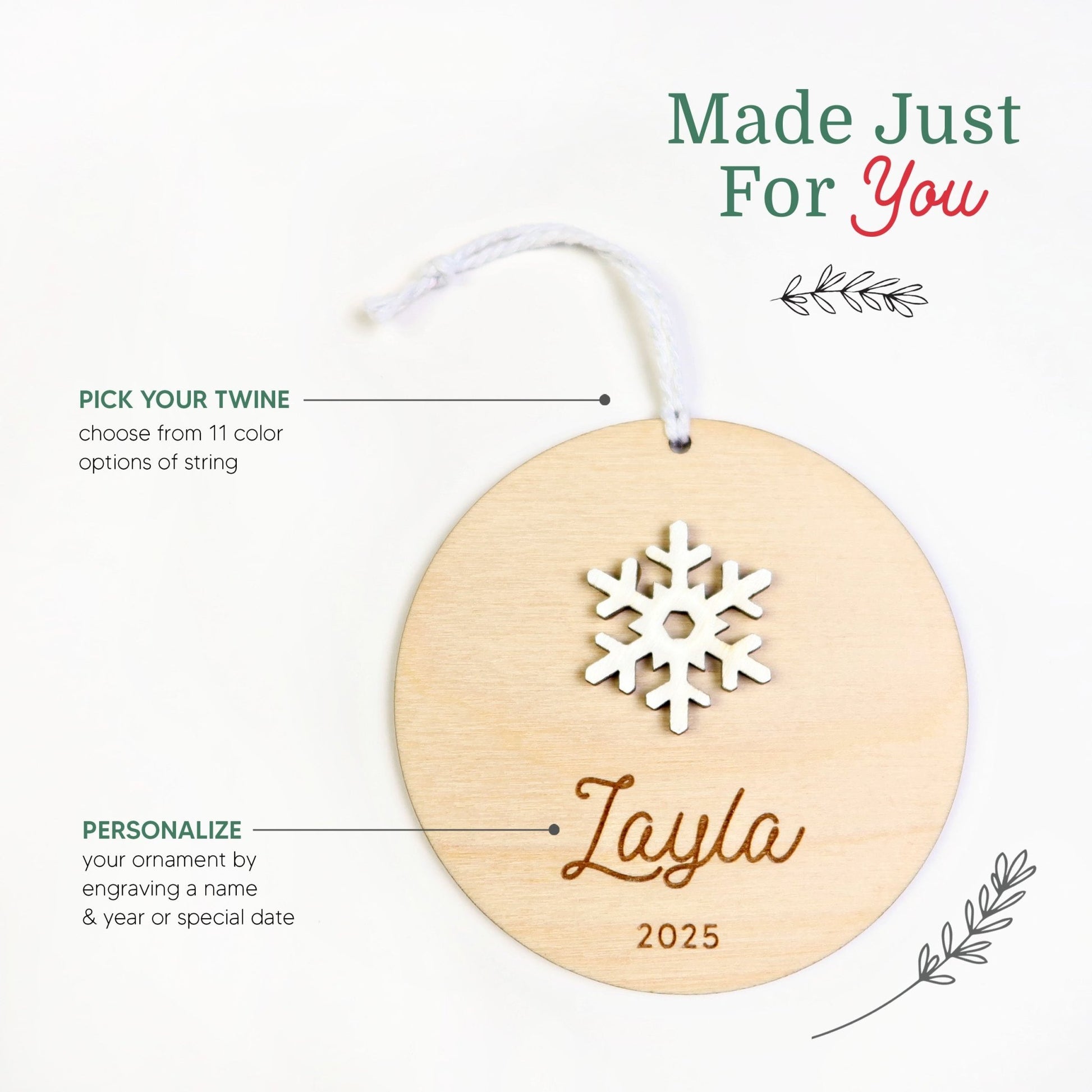 Snowflake Personalized Ornament - Holiday Ornaments - Moon Rock Prints