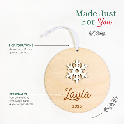 Snowflake Personalized Ornament - Holiday Ornaments - Moon Rock Prints