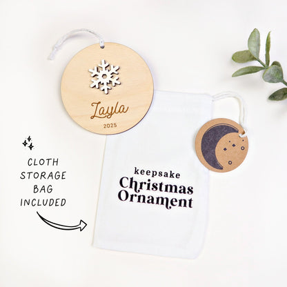 Snowflake Personalized Ornament - Holiday Ornaments - Moon Rock Prints