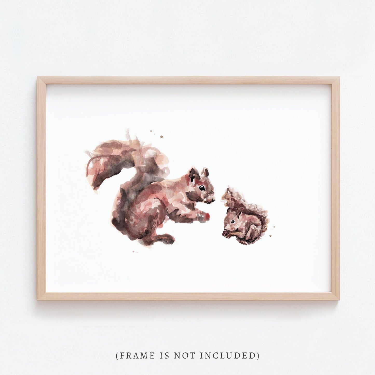 Squirrel and Baby Squirrel Woodland Animal Watercolor Art Print - Art Prints - Moon Rock Prints