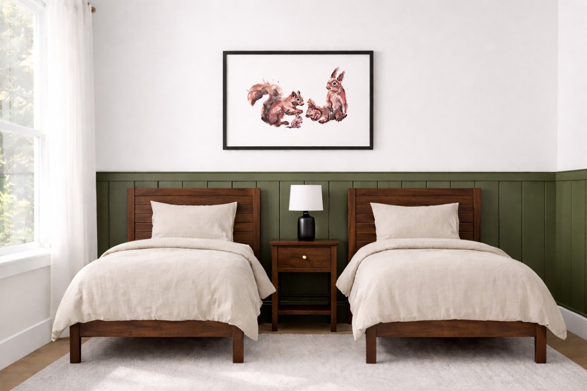 Squirrel Family of 4 Woodland Animal Watercolor Art Print - Art Prints - Moon Rock Prints