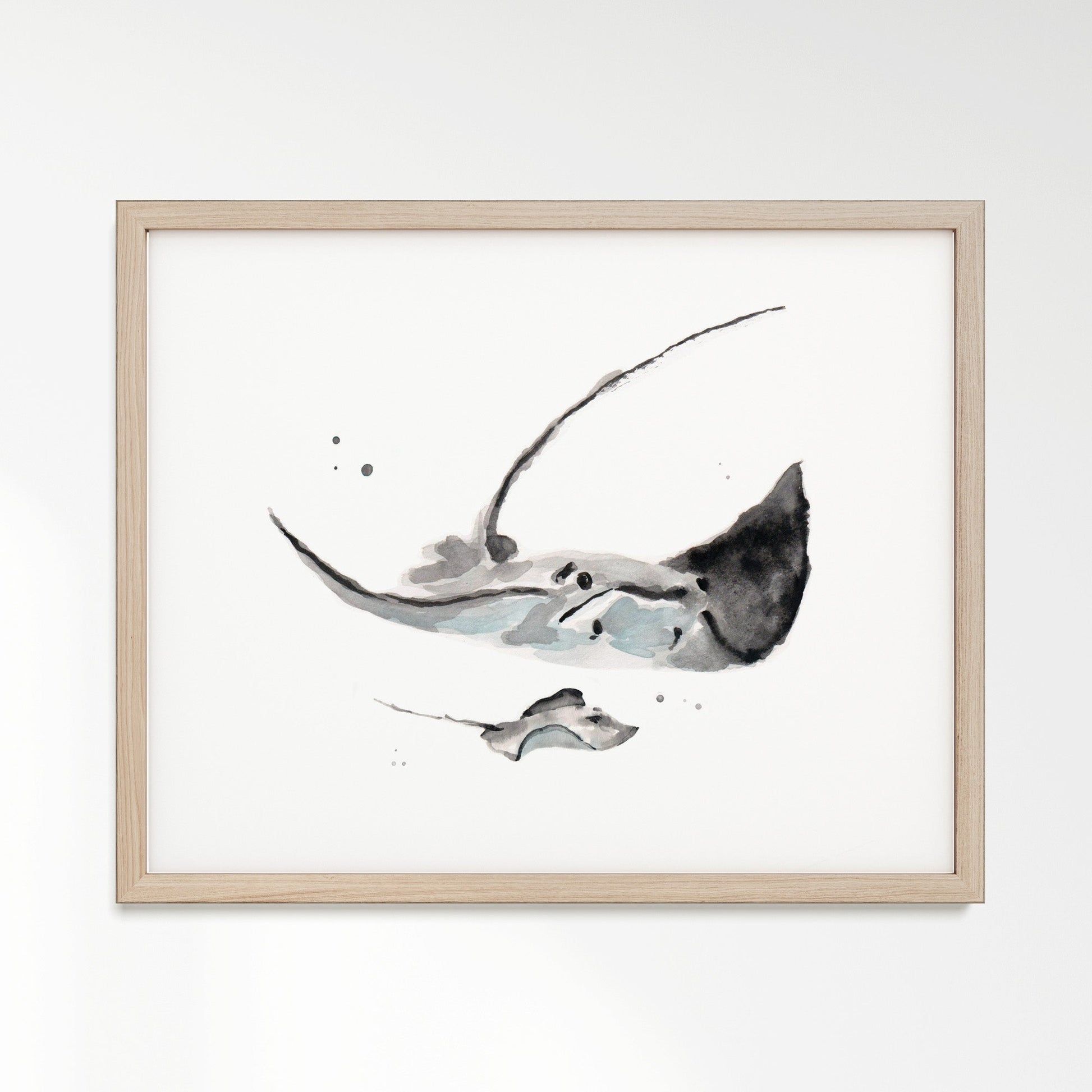 Stingray & Baby Stingray Watercolor Art Print - Art Prints - Moon Rock Prints
