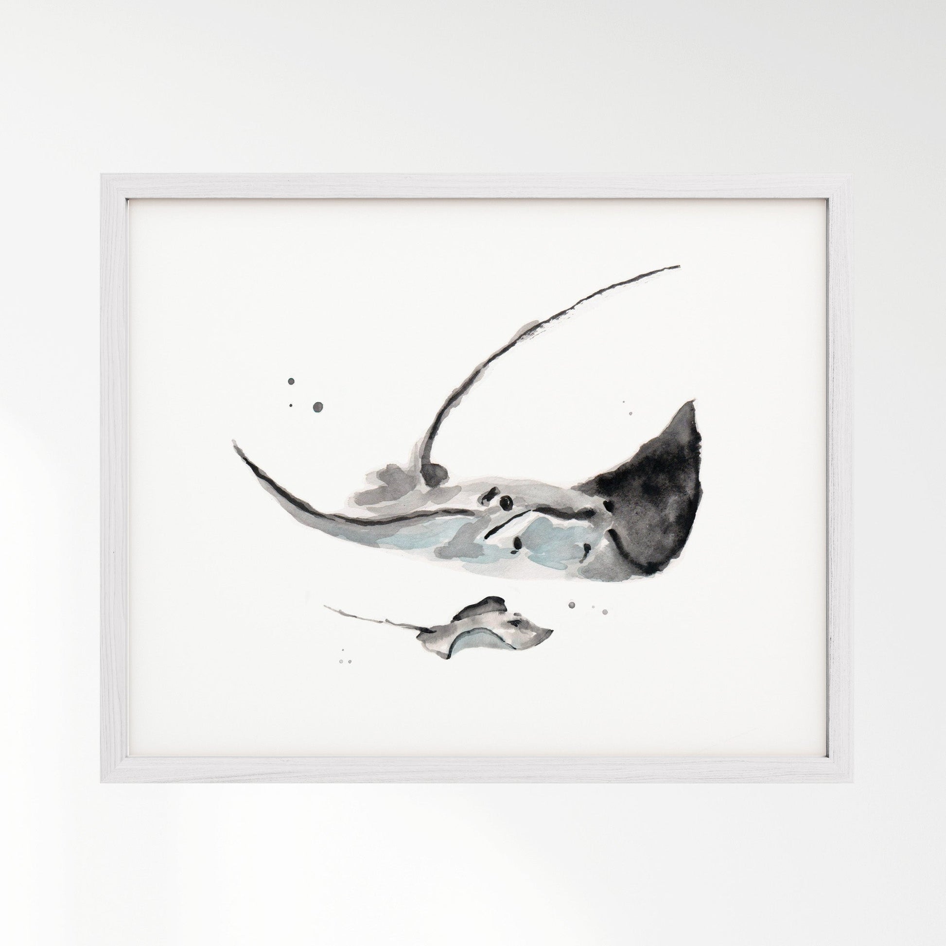 Stingray & Baby Stingray Watercolor Art Print - Art Prints - Moon Rock Prints