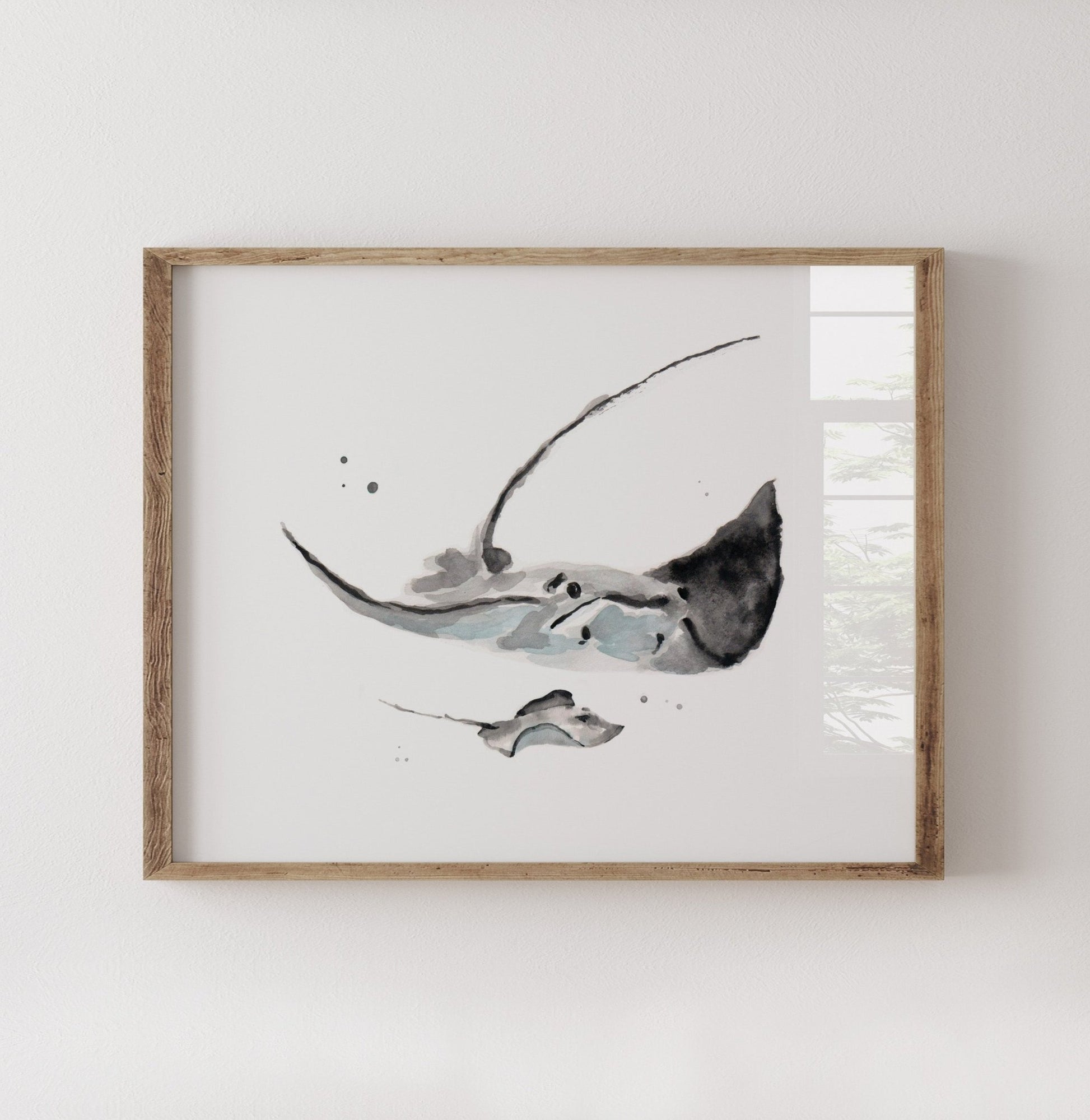 Stingray & Baby Stingray Watercolor Art Print - Art Prints - Moon Rock Prints