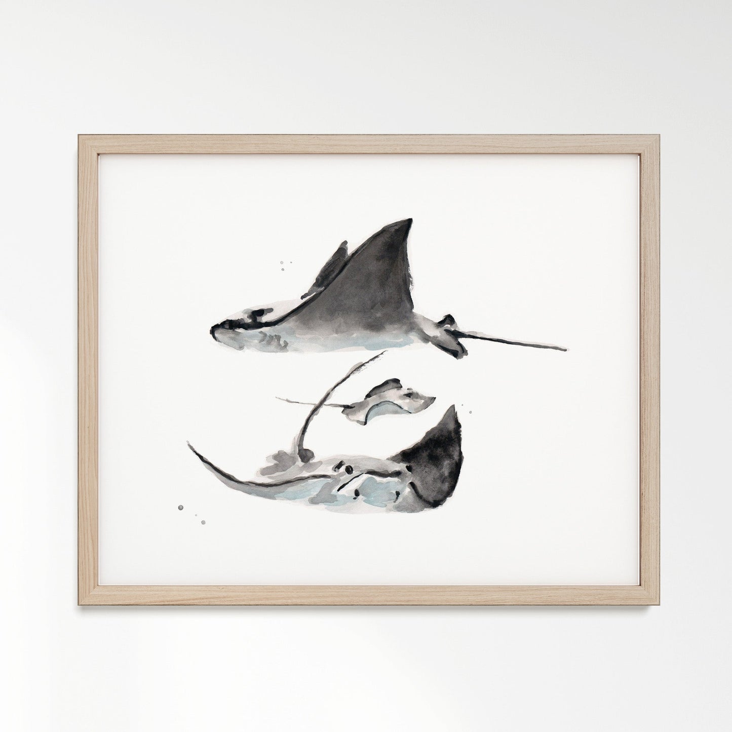 Stingray Family of 3 Ocean Animal Watercolor Art Print - Art Prints - Moon Rock Prints