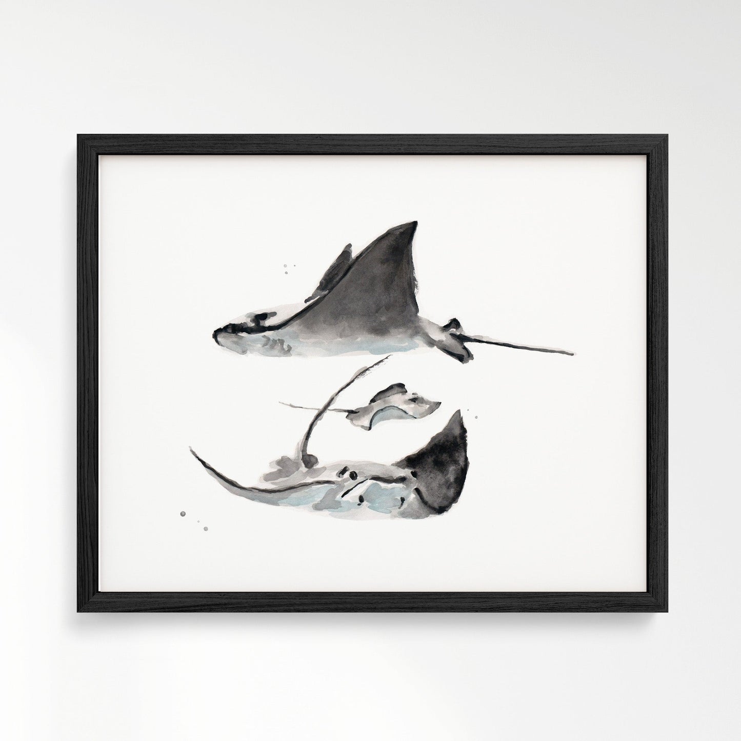 Stingray Family of 3 Ocean Animal Watercolor Art Print - Art Prints - Moon Rock Prints
