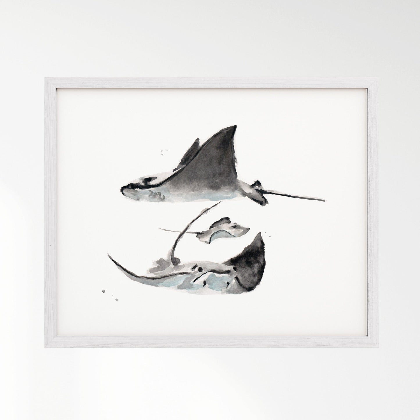 Stingray Family of 3 Ocean Animal Watercolor Art Print - Art Prints - Moon Rock Prints