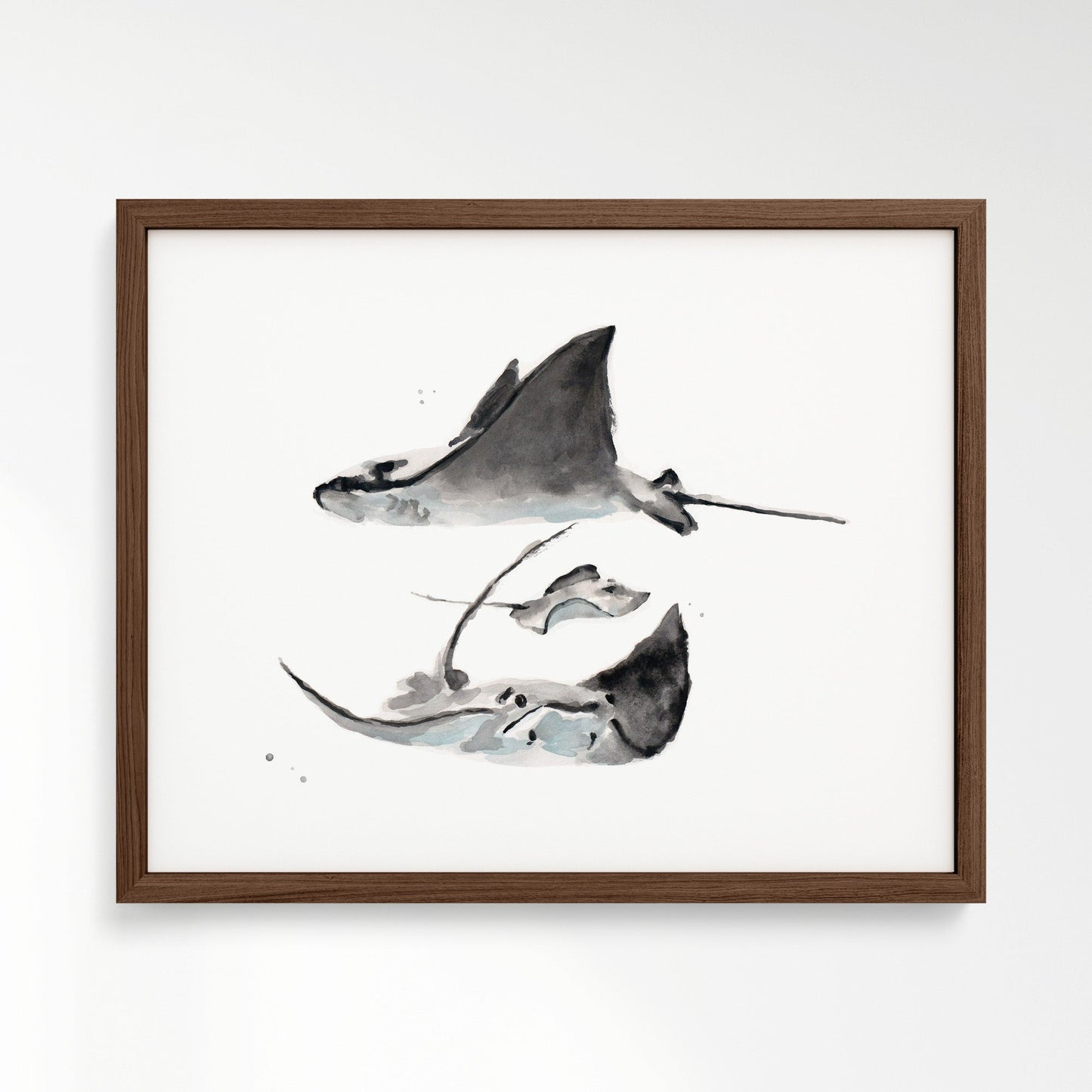 Stingray Family of 3 Ocean Animal Watercolor Art Print - Art Prints - Moon Rock Prints