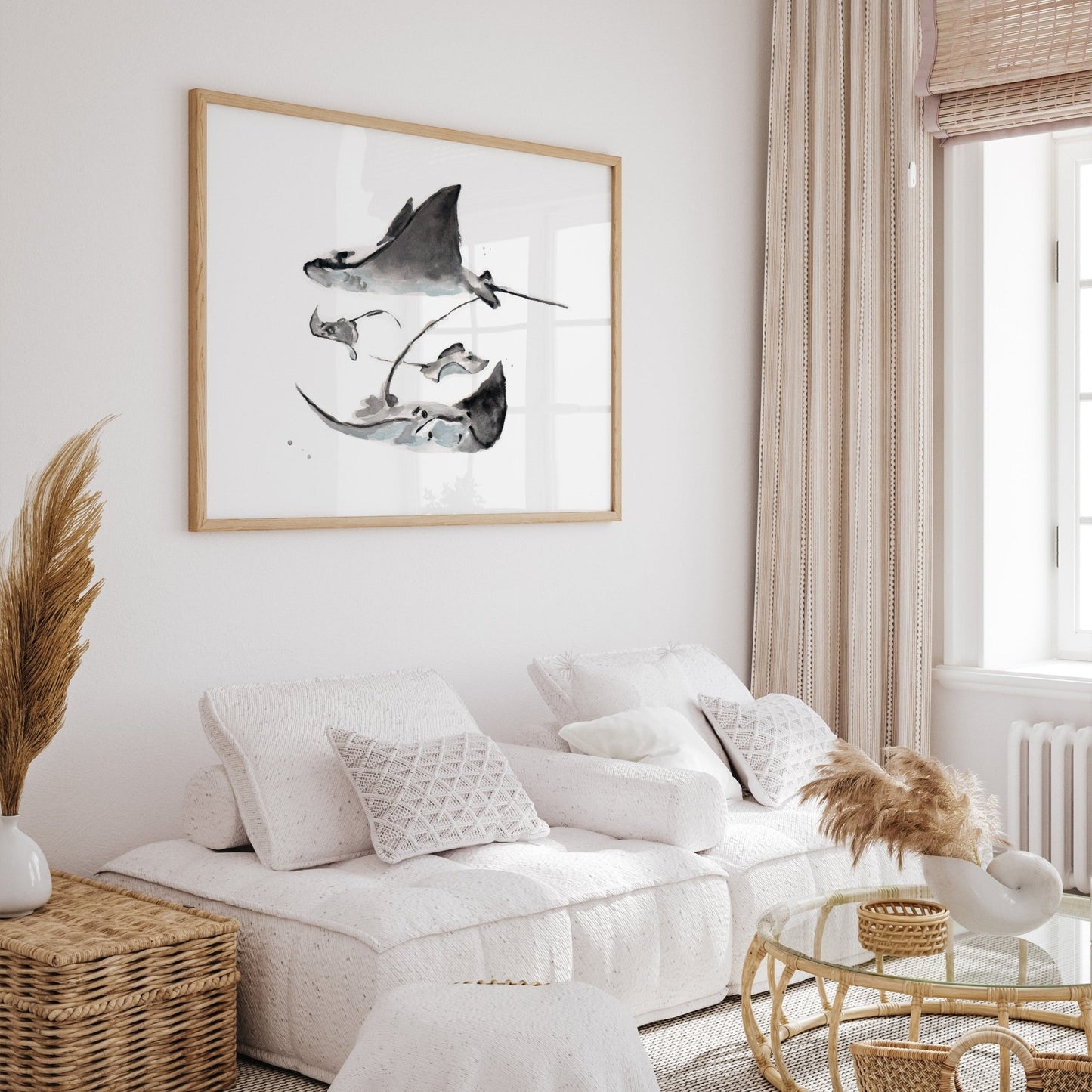 Stingray Family of 4 Ocean Animal Watercolor Art Print - Art Prints - Moon Rock Prints