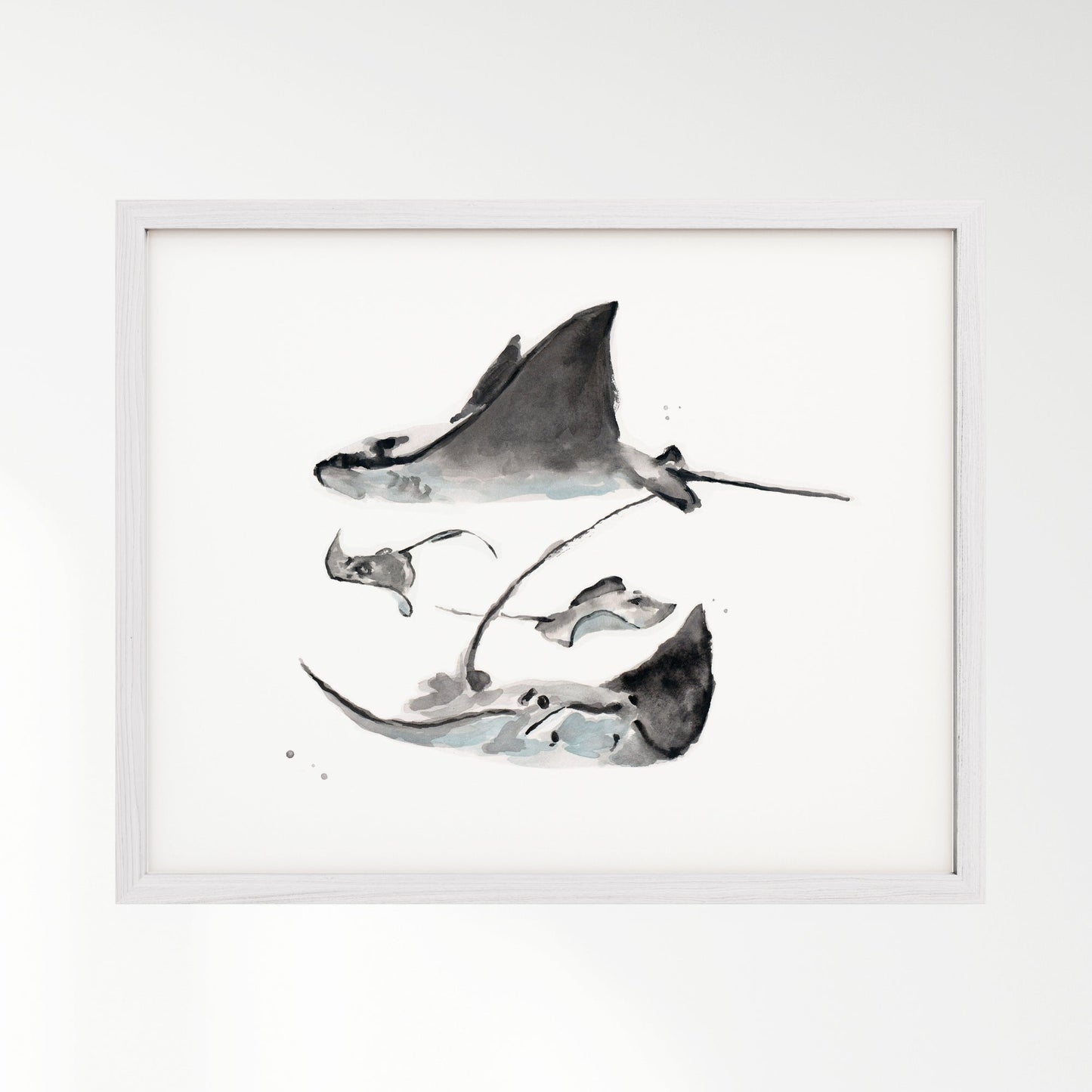 Stingray Family of 4 Ocean Animal Watercolor Art Print - Art Prints - Moon Rock Prints