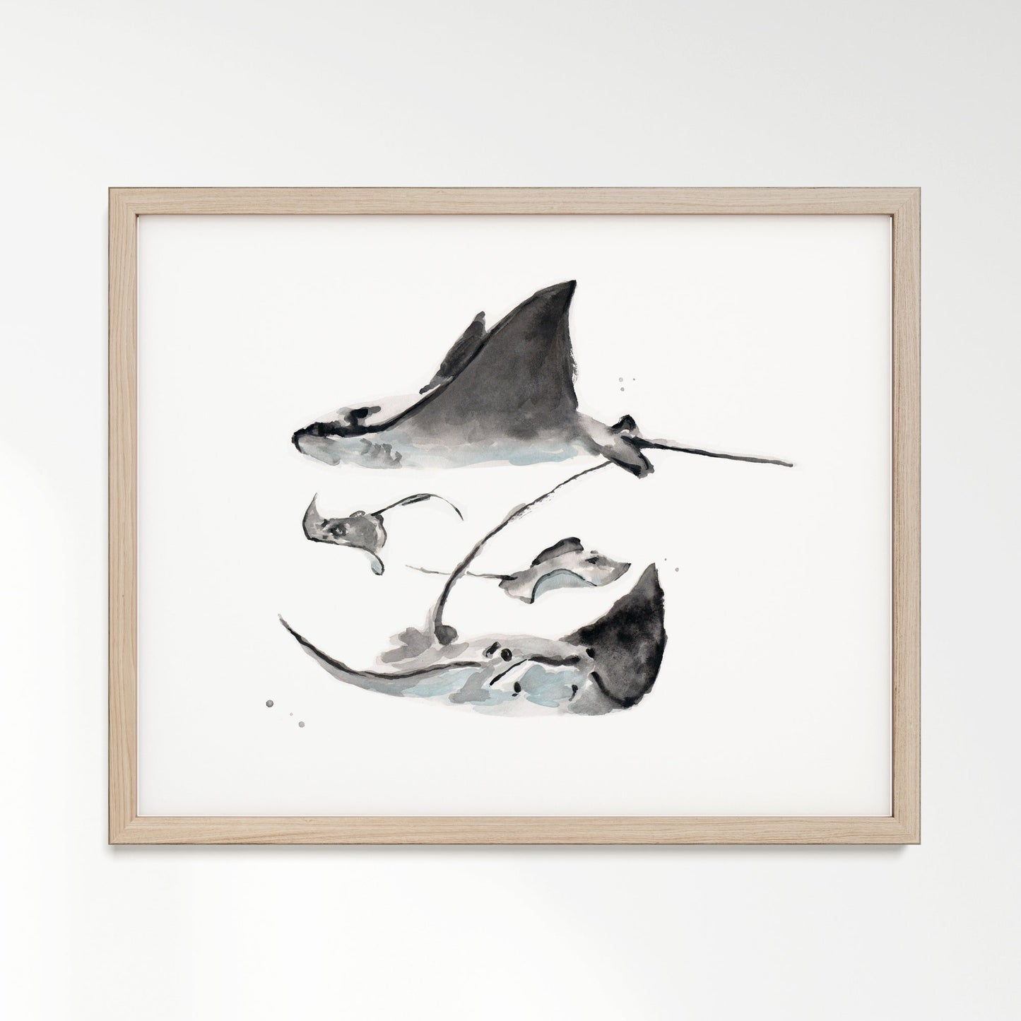 Stingray Family of 4 Ocean Animal Watercolor Art Print - Art Prints - Moon Rock Prints