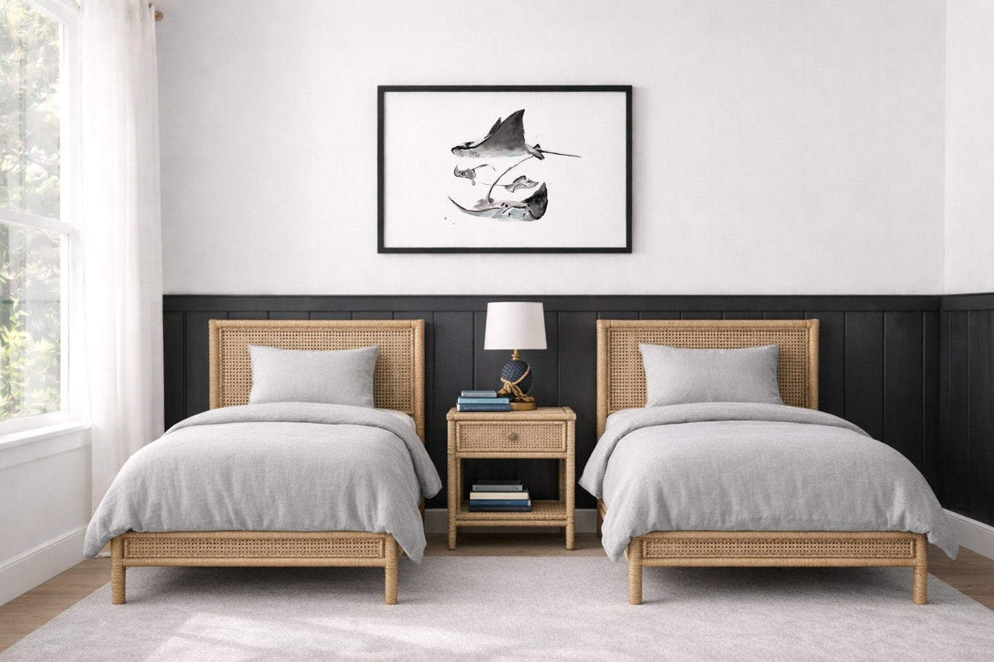 Stingray Family of 4 Ocean Animal Watercolor Art Print - Art Prints - Moon Rock Prints