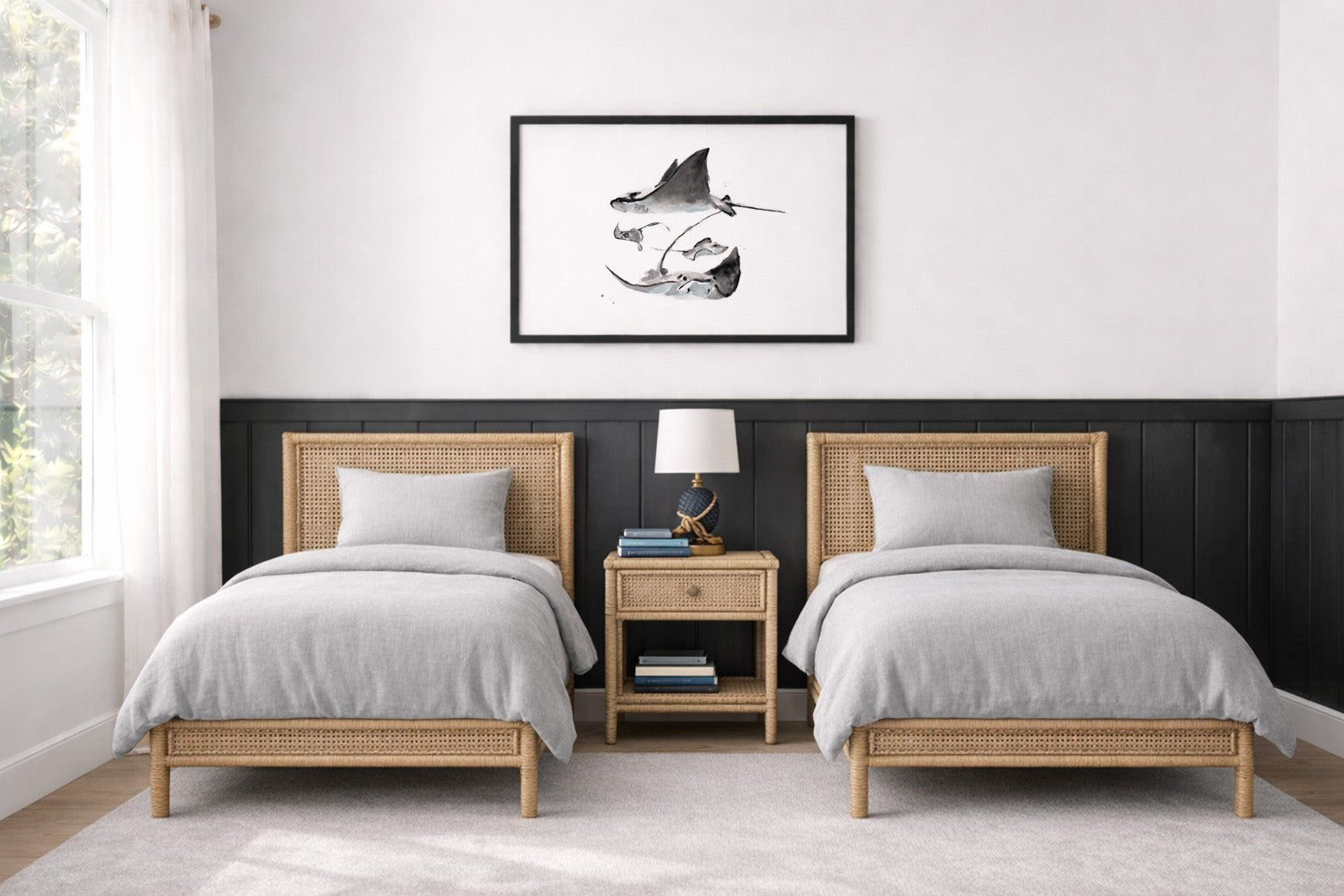 Stingray Family of 4 Ocean Animal Watercolor Art Print - Art Prints - Moon Rock Prints