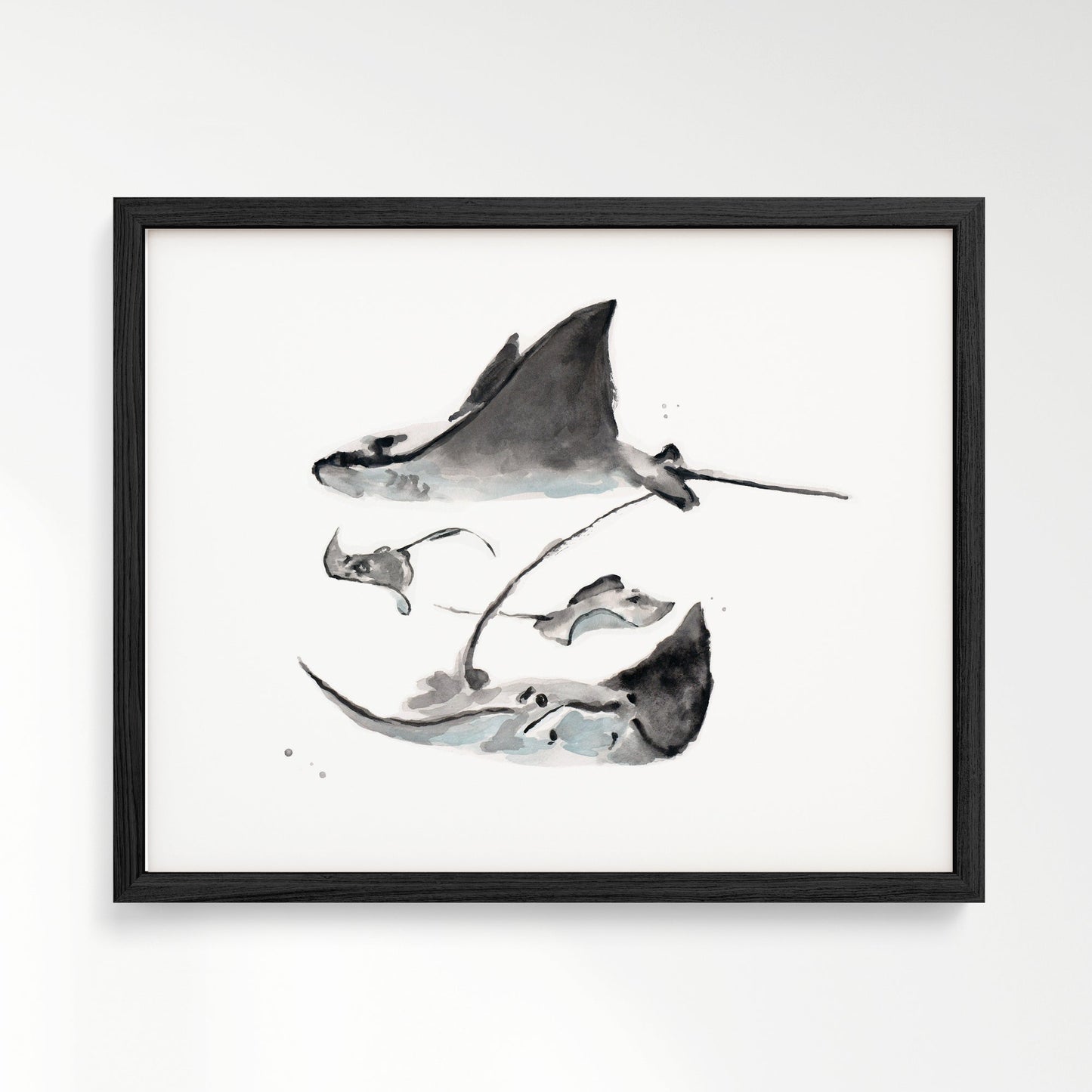 Stingray Family of 4 Ocean Animal Watercolor Art Print - Art Prints - Moon Rock Prints