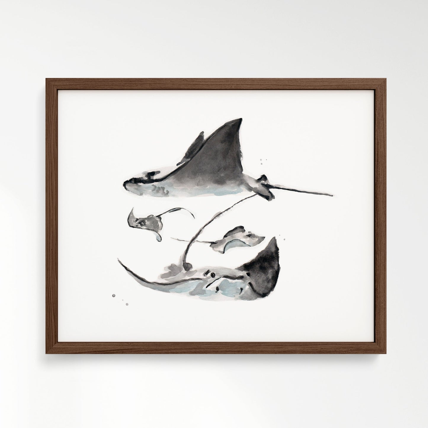 Stingray Family of 4 Ocean Animal Watercolor Art Print - Art Prints - Moon Rock Prints