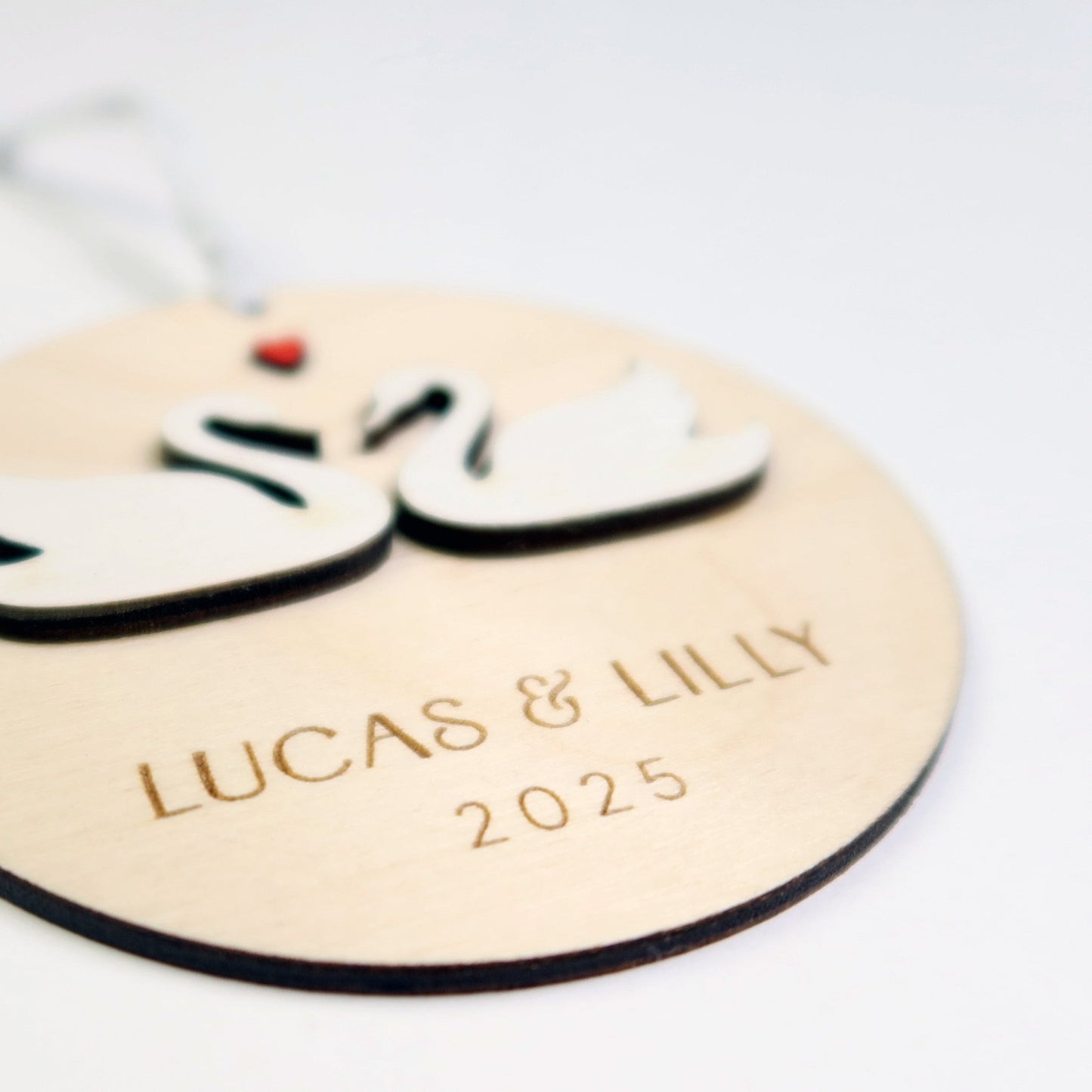 Swan Couple Personalized Ornament - Holiday Ornaments - Moon Rock Prints