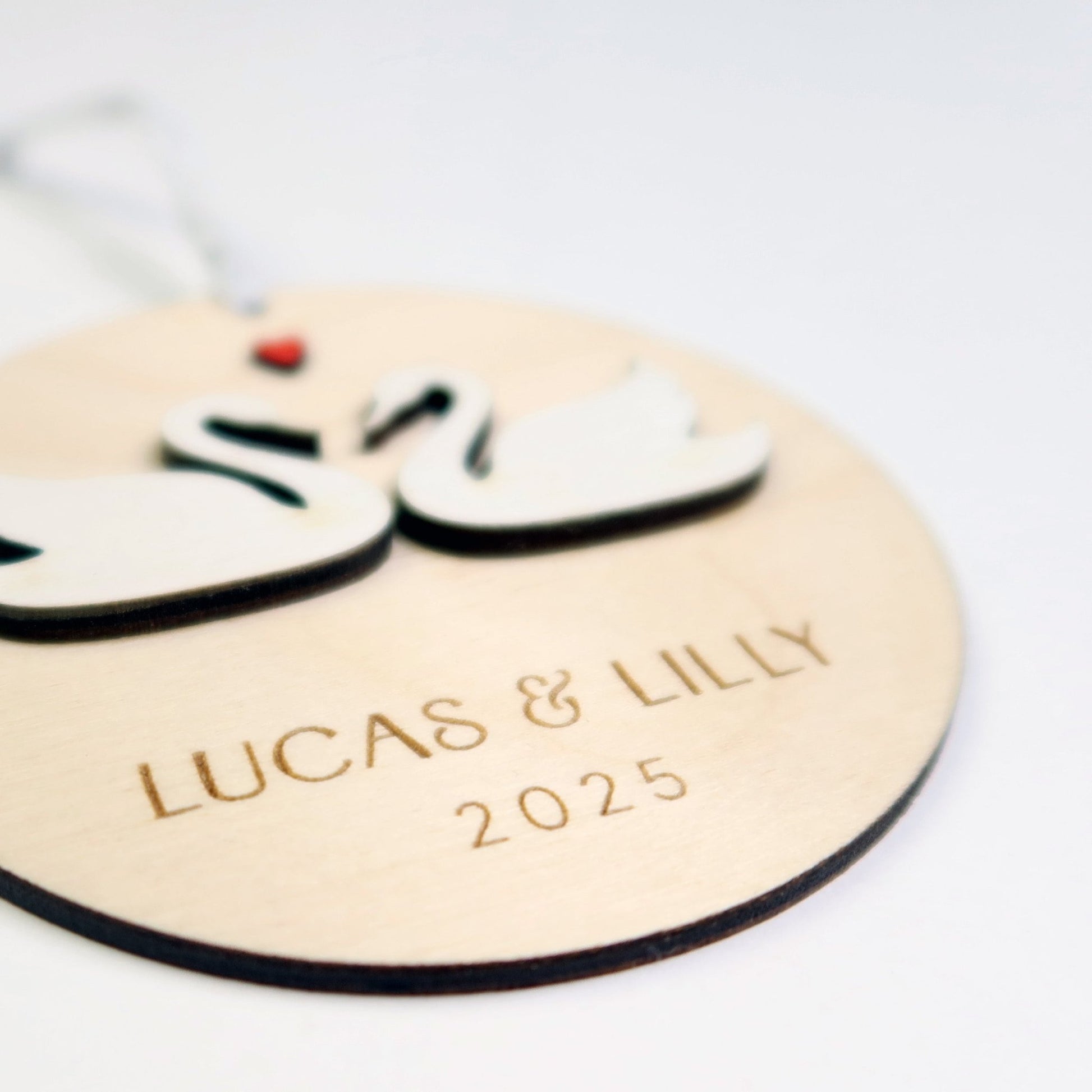 Swan Couple Personalized Ornament - Holiday Ornaments - Moon Rock Prints