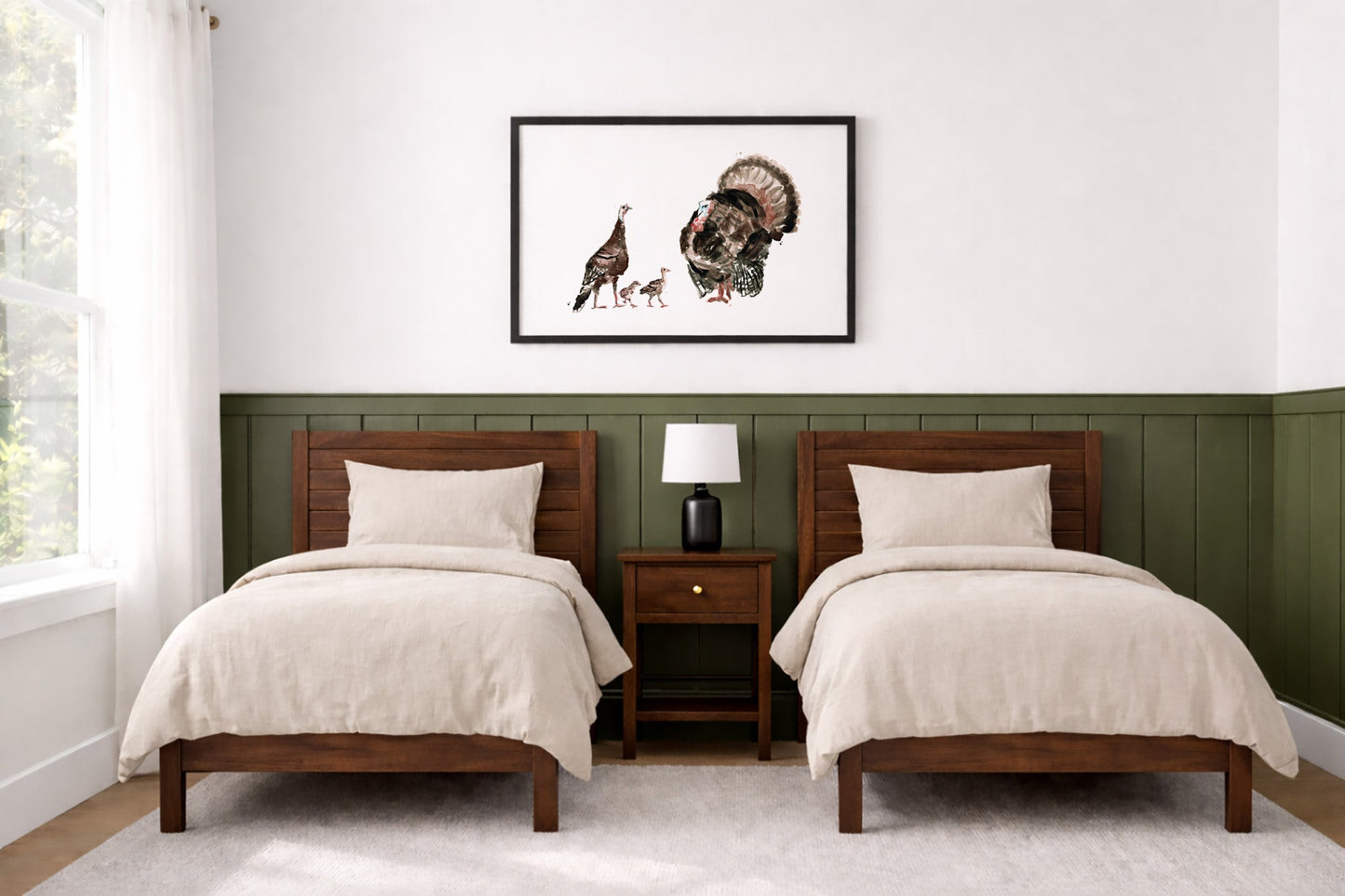 Turkey Family of 4 Farm Animal Watercolor Art Print - Art Prints - Moon Rock Prints