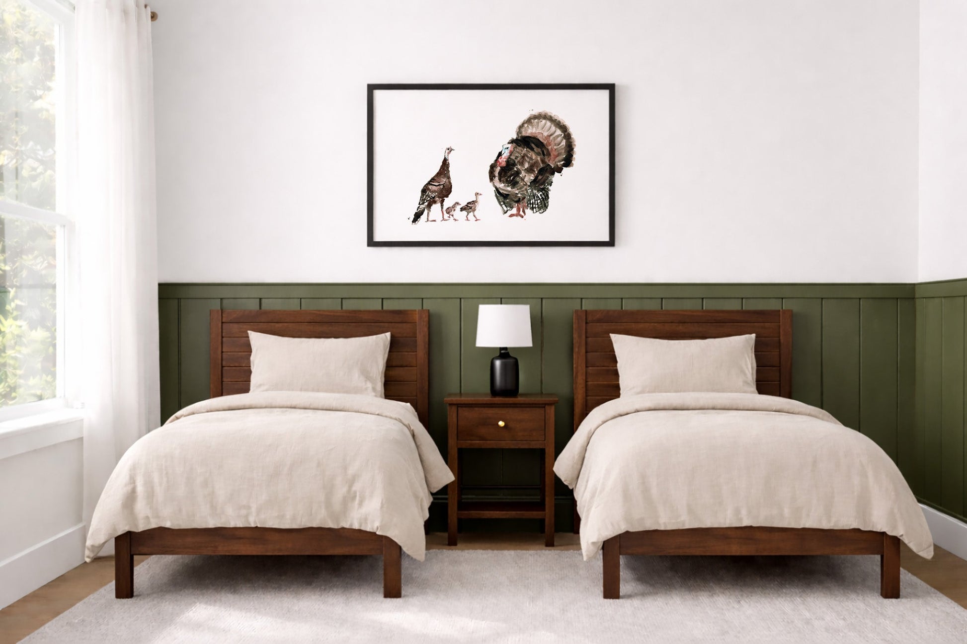 Turkey Family of 4 Farm Animal Watercolor Art Print - Art Prints - Moon Rock Prints