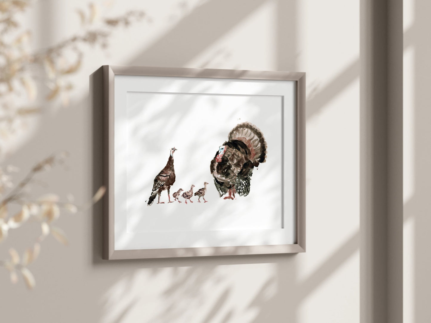 Turkey Family of 5 Farm Animal Watercolor Art Print - Art Prints - Moon Rock Prints