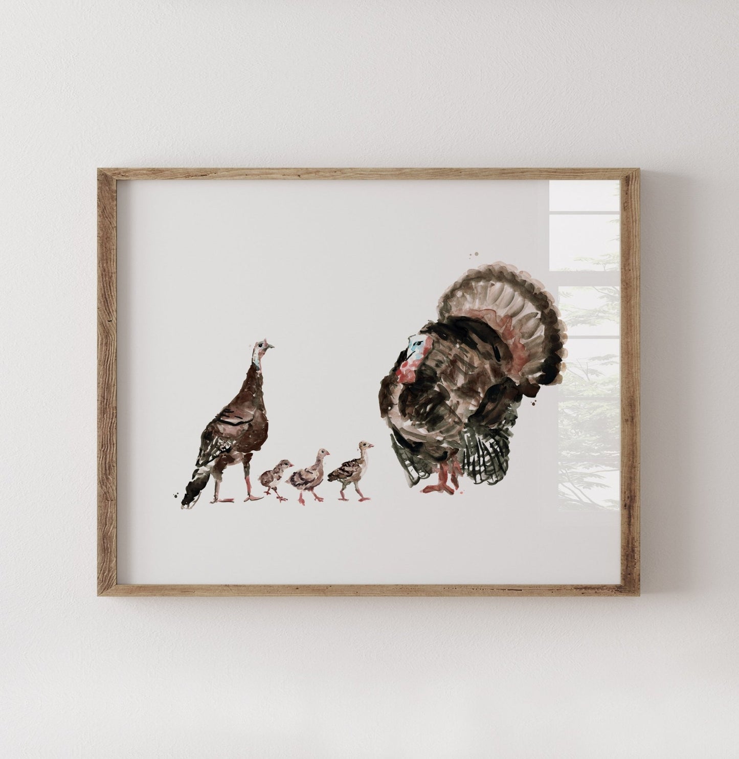 Turkey Family of 5 Farm Animal Watercolor Art Print - Art Prints - Moon Rock Prints