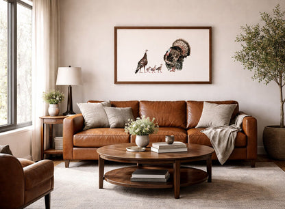 Turkey Family of 5 Farm Animal Watercolor Art Print - Art Prints - Moon Rock Prints