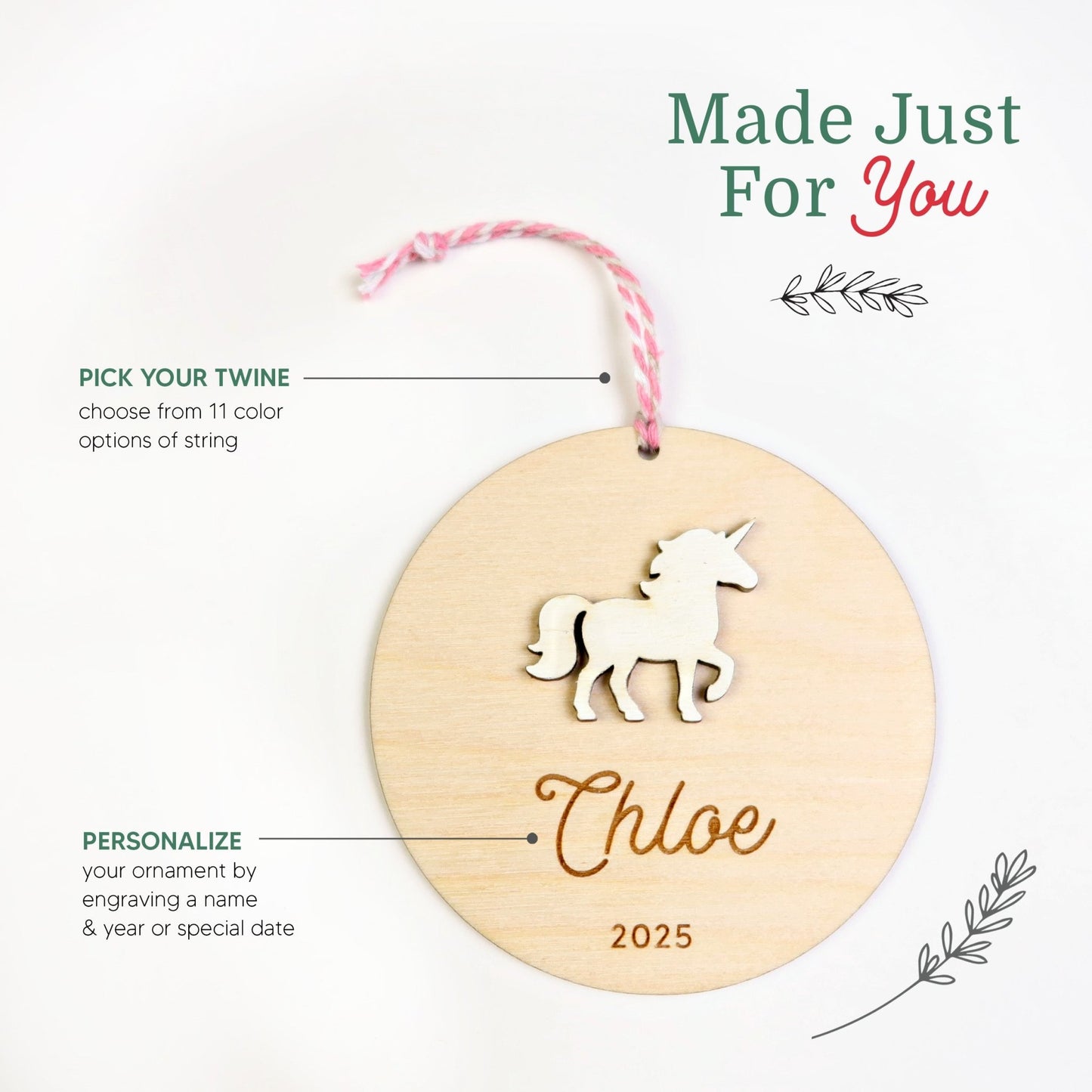 Unicorn Personalized Ornament - Holiday Ornaments - Moon Rock Prints