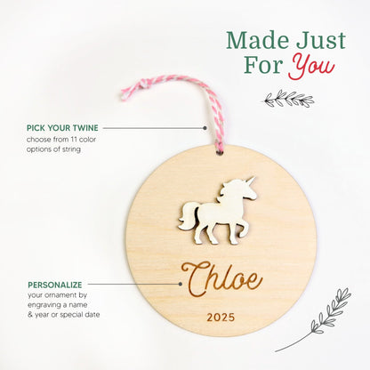 Unicorn Personalized Ornament - Holiday Ornaments - Moon Rock Prints
