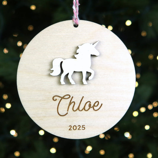 Unicorn Personalized Ornament - Holiday Ornaments - Moon Rock Prints