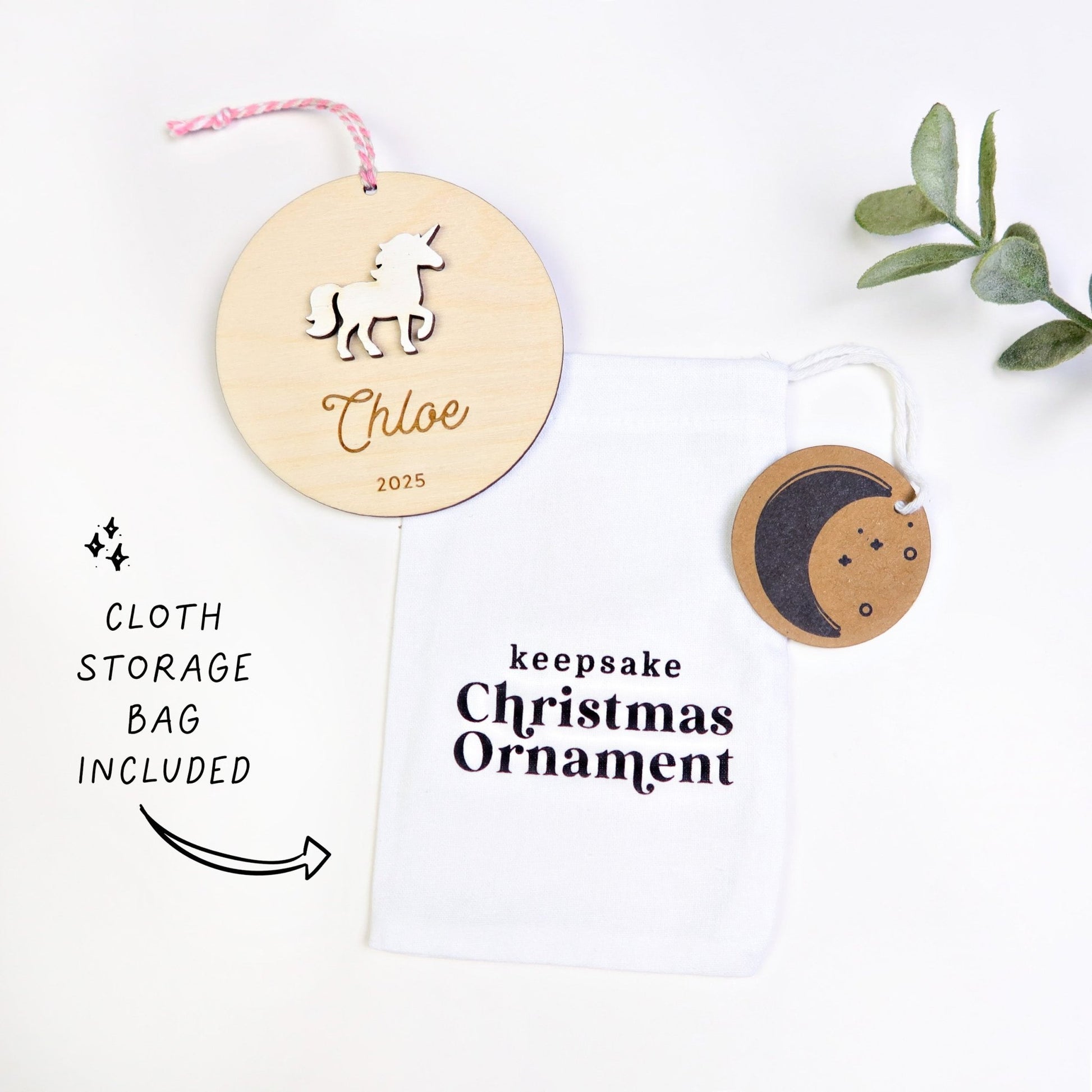 Unicorn Personalized Ornament - Holiday Ornaments - Moon Rock Prints