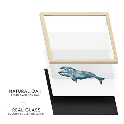Whale and Baby Whale Calf Watercolor Art Print - Art Prints - Moon Rock Prints