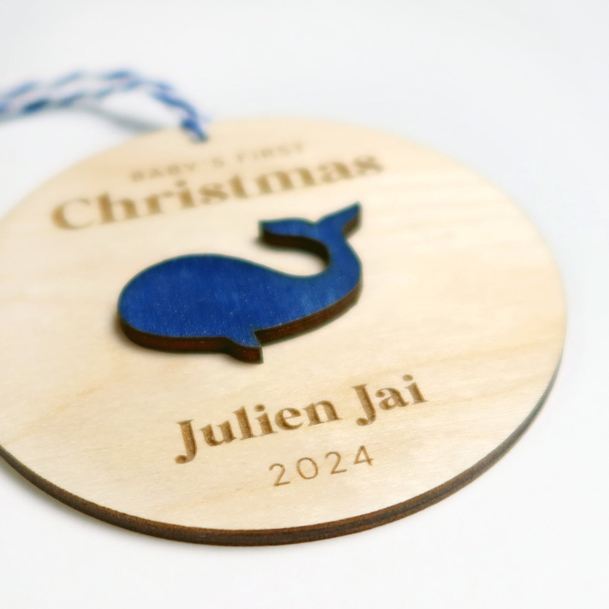 Whale Baby's First Christmas Ornament Personalized - Holiday Ornaments - Moon Rock Prints