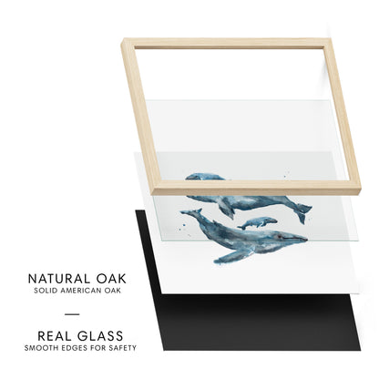 Whale Family of 4 Ocean Animal Watercolor Art Print - Art Prints - Moon Rock Prints