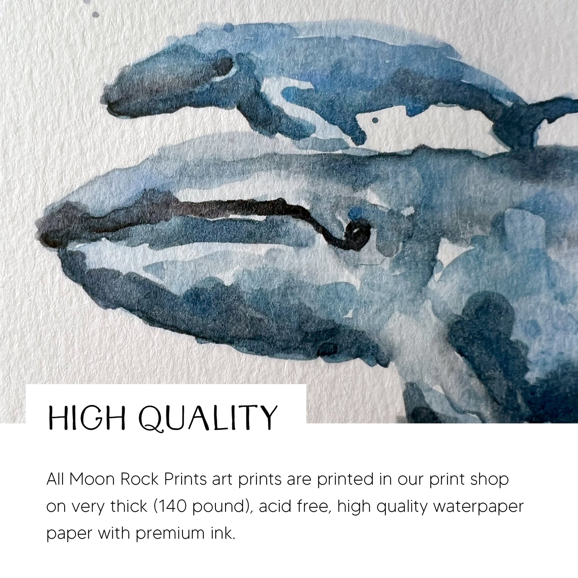 Whale Mom & Baby Watercolor Print - Art Prints - Moon Rock Prints