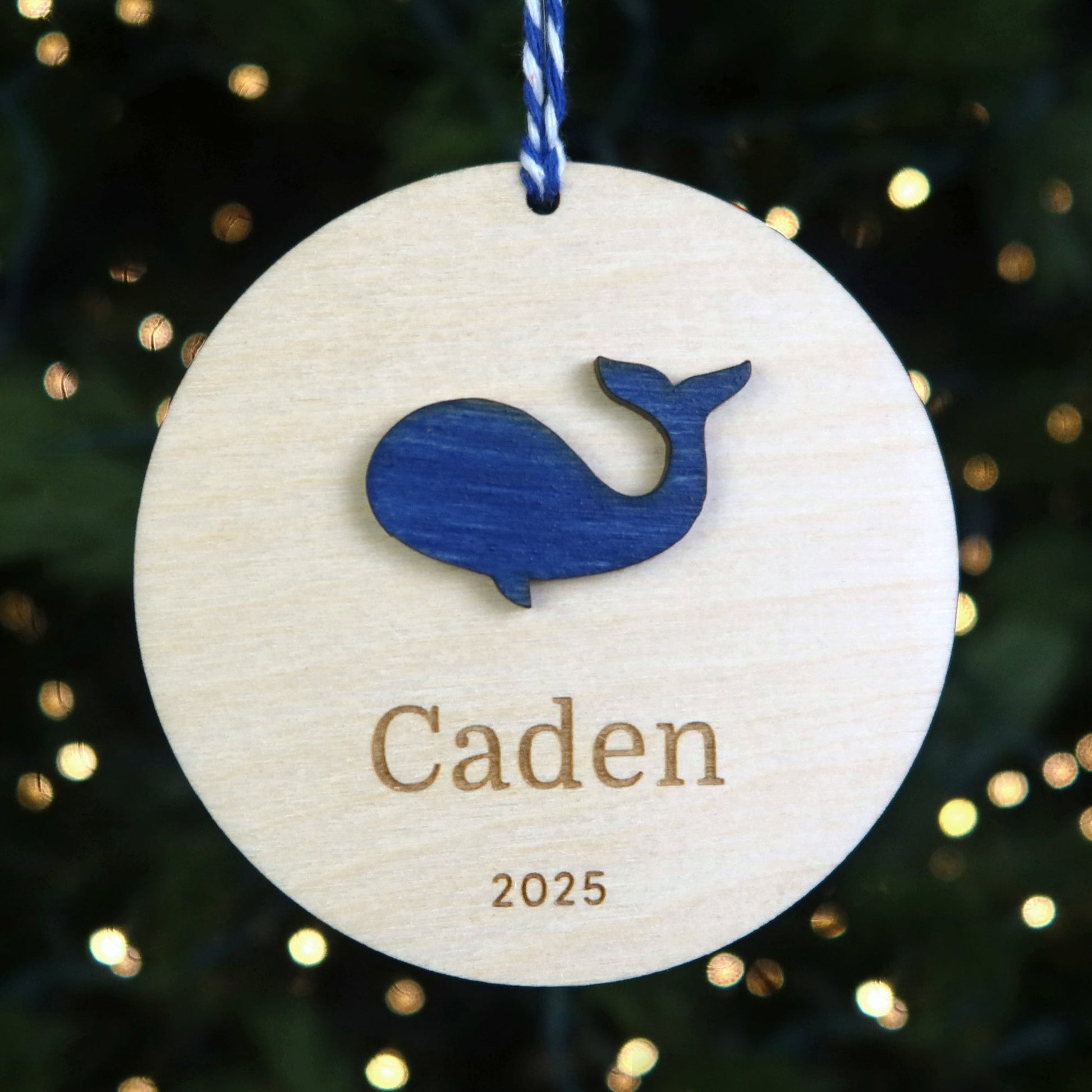 Whale Personalized Ornament - Holiday Ornaments - Moon Rock Prints