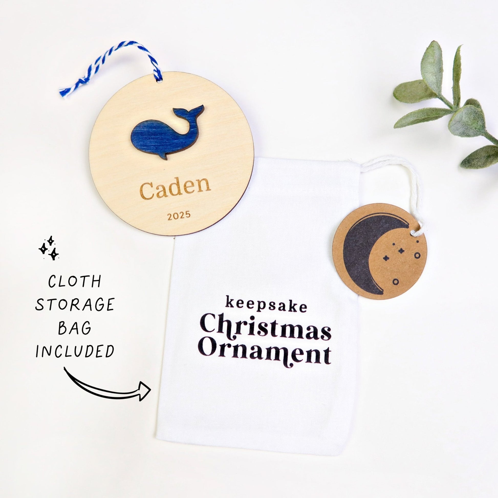 Whale Personalized Ornament - Holiday Ornaments - Moon Rock Prints