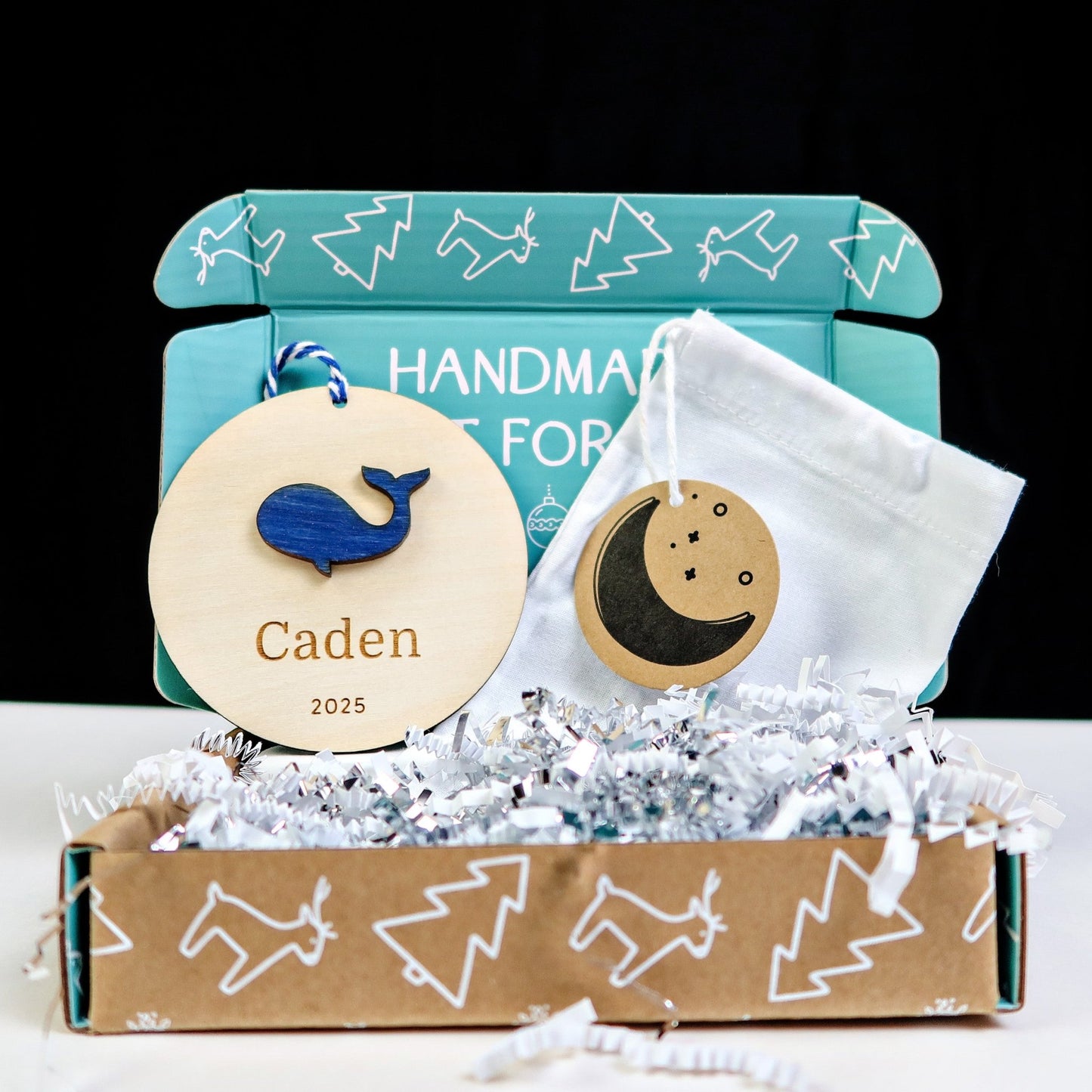 Whale Personalized Ornament - Holiday Ornaments - Moon Rock Prints