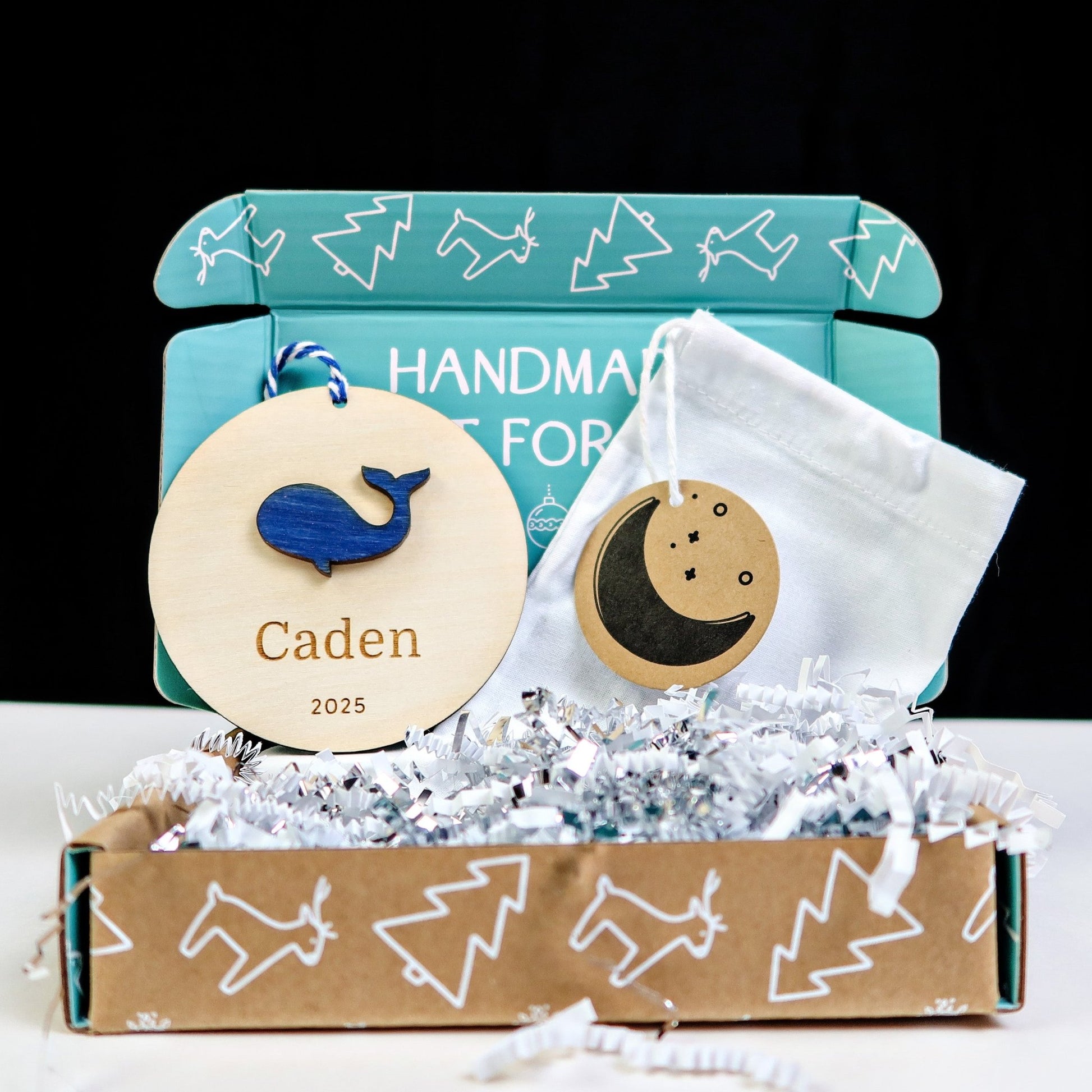 Whale Personalized Ornament - Holiday Ornaments - Moon Rock Prints