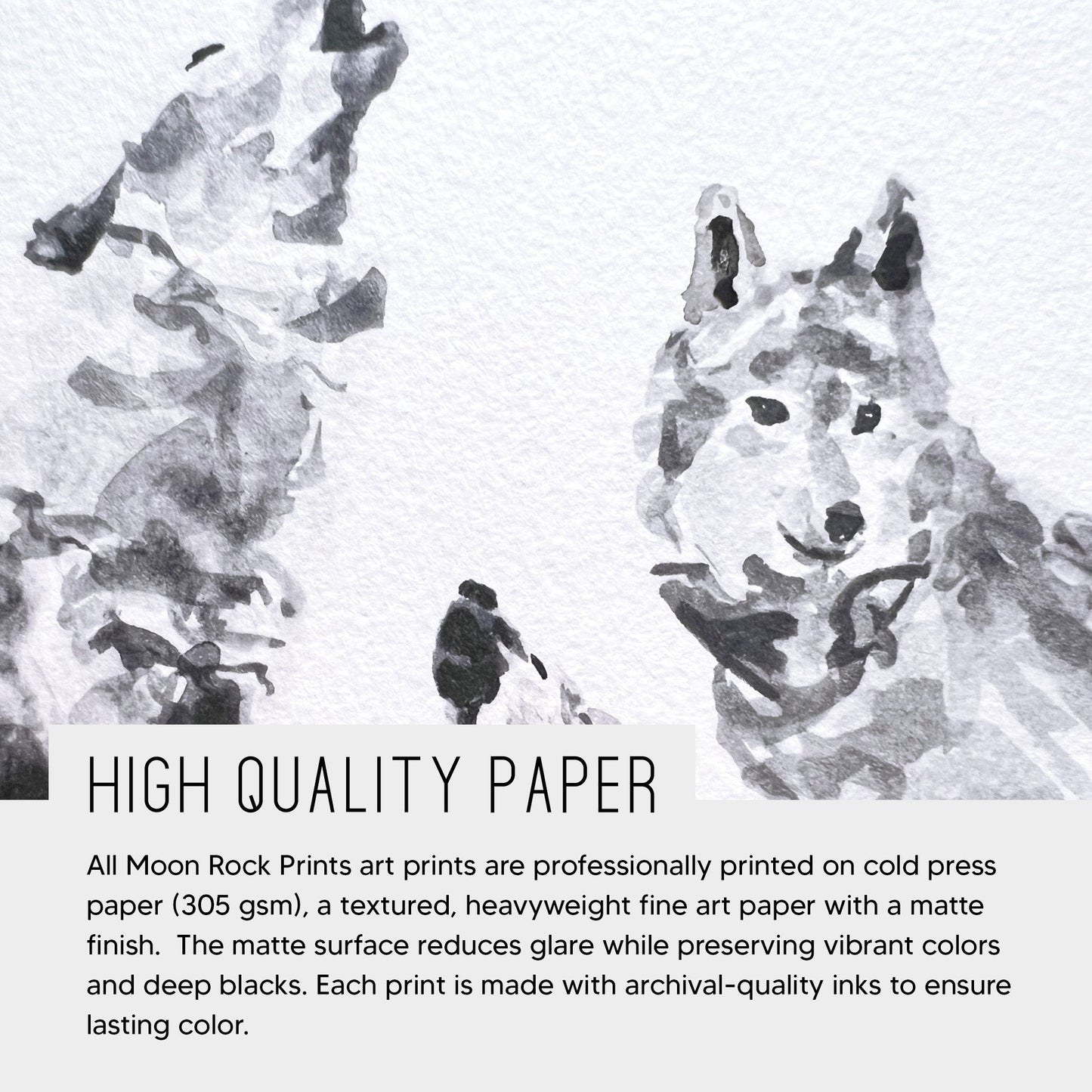 Wolf Family of 3 Woodland Animal Watercolor Art Print - Art Prints - Moon Rock Prints