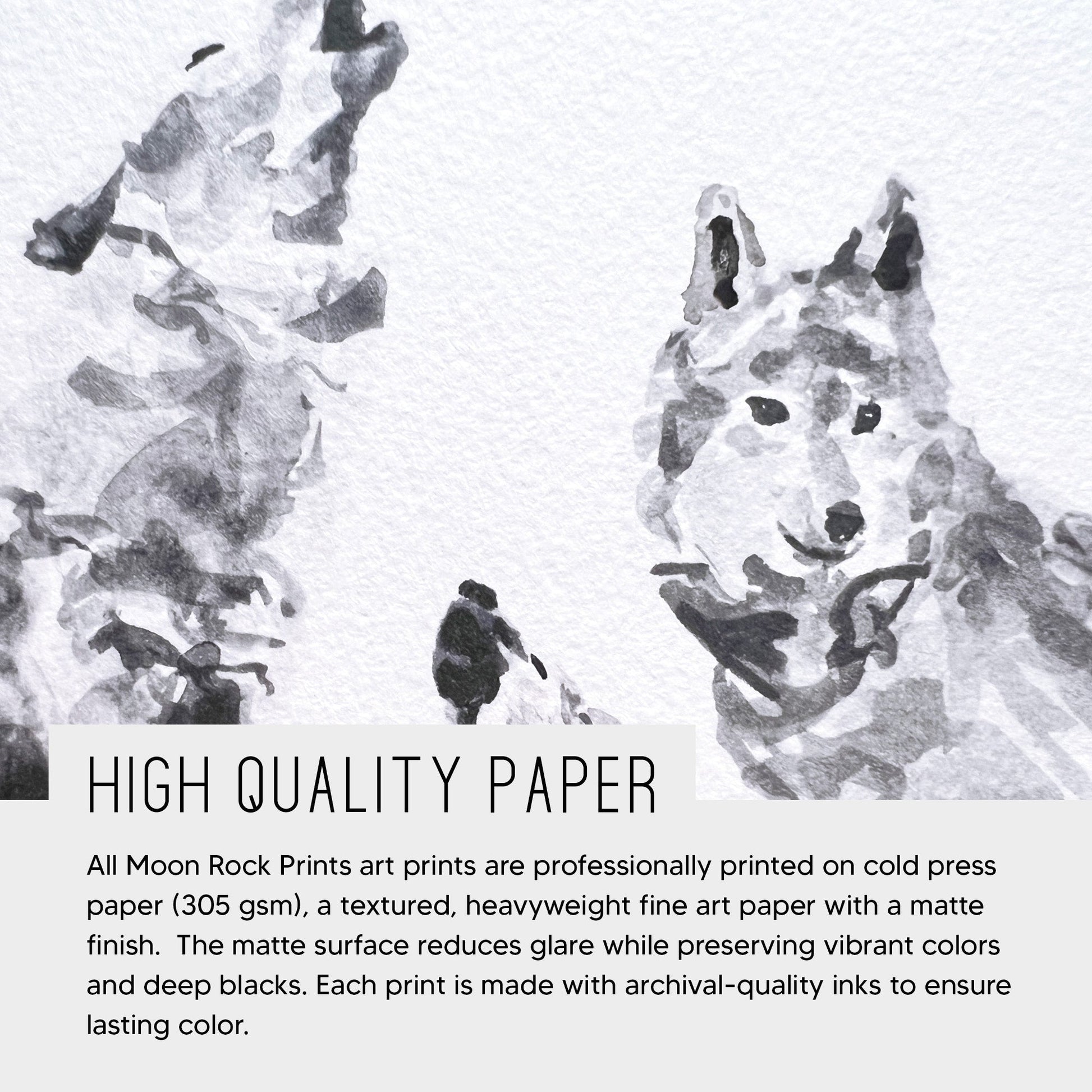 Wolf Family of 3 Woodland Animal Watercolor Art Print - Art Prints - Moon Rock Prints