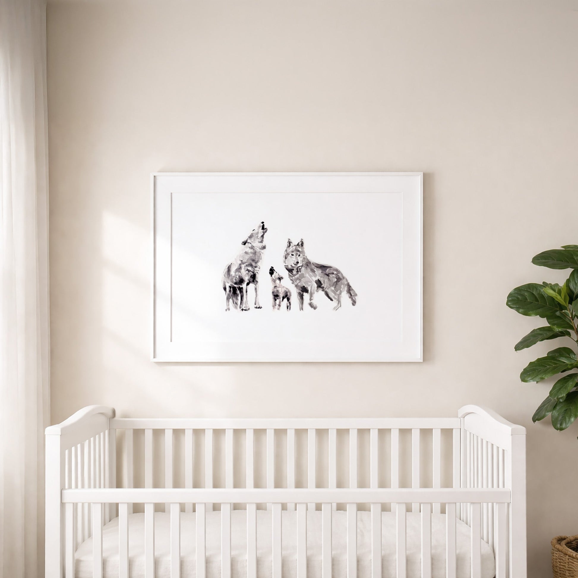 Wolf Family of 3 Woodland Animal Watercolor Art Print - Art Prints - Moon Rock Prints