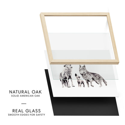 Wolf Family of 3 Woodland Animal Watercolor Art Print - Art Prints - Moon Rock Prints