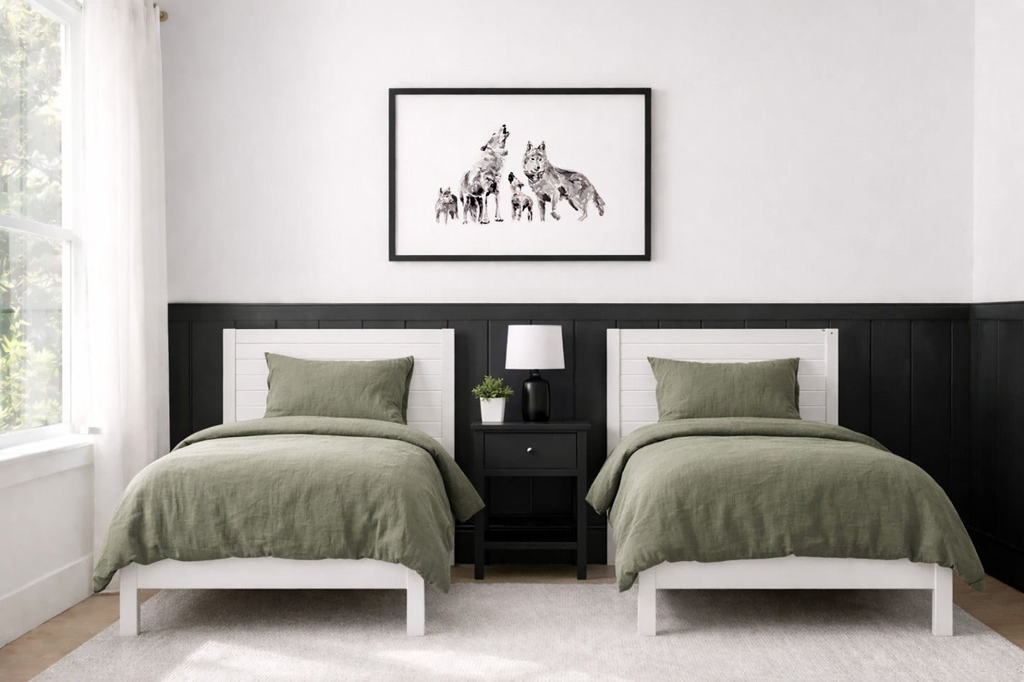 Wolf Family of 4 Woodland Animal Watercolor Art Print - Art Prints - Moon Rock Prints