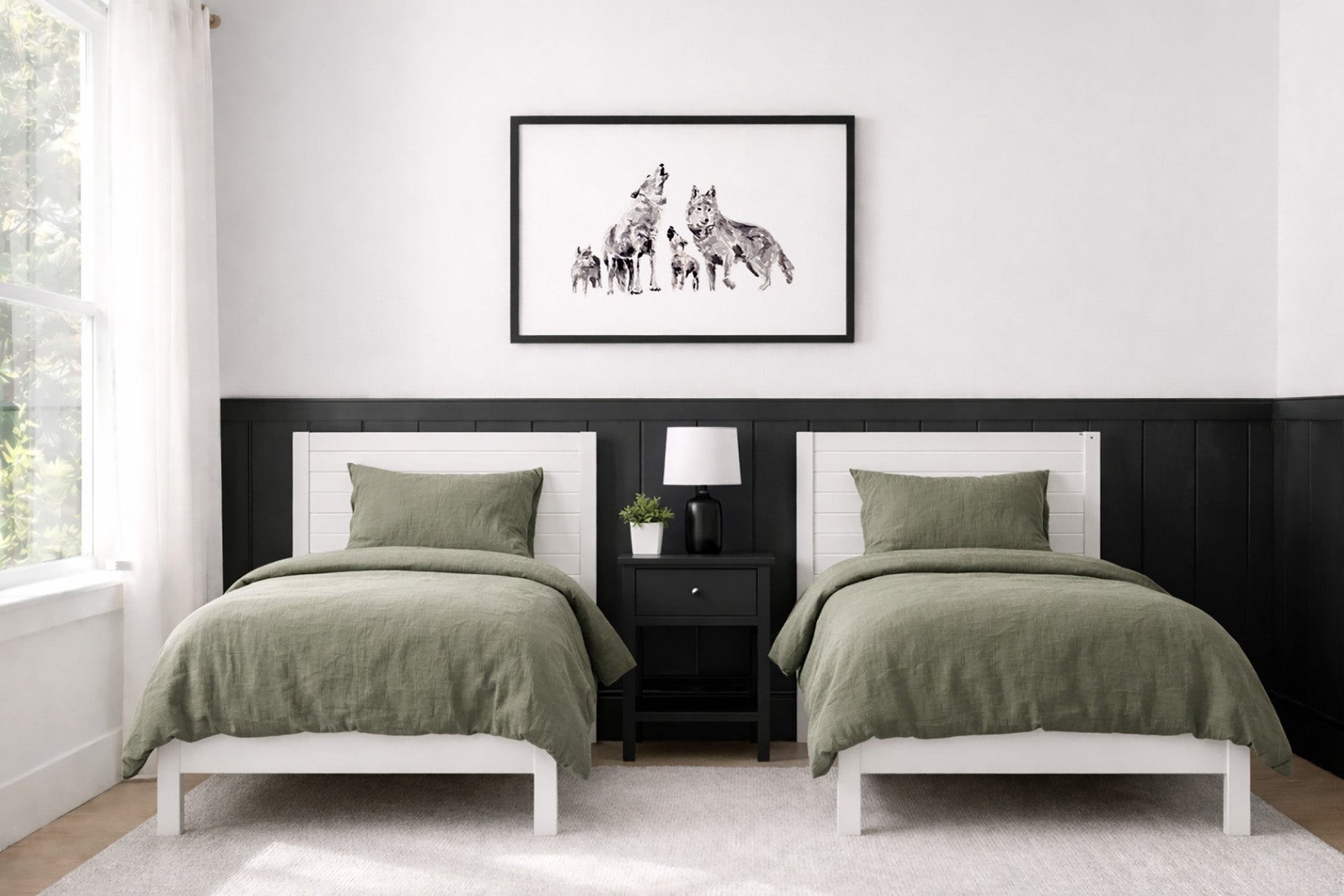 Wolf Family of 4 Woodland Animal Watercolor Art Print - Art Prints - Moon Rock Prints