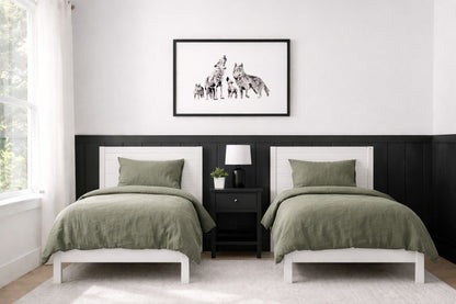 Wolf Family of 4 Woodland Animal Watercolor Art Print - Art Prints - Moon Rock Prints