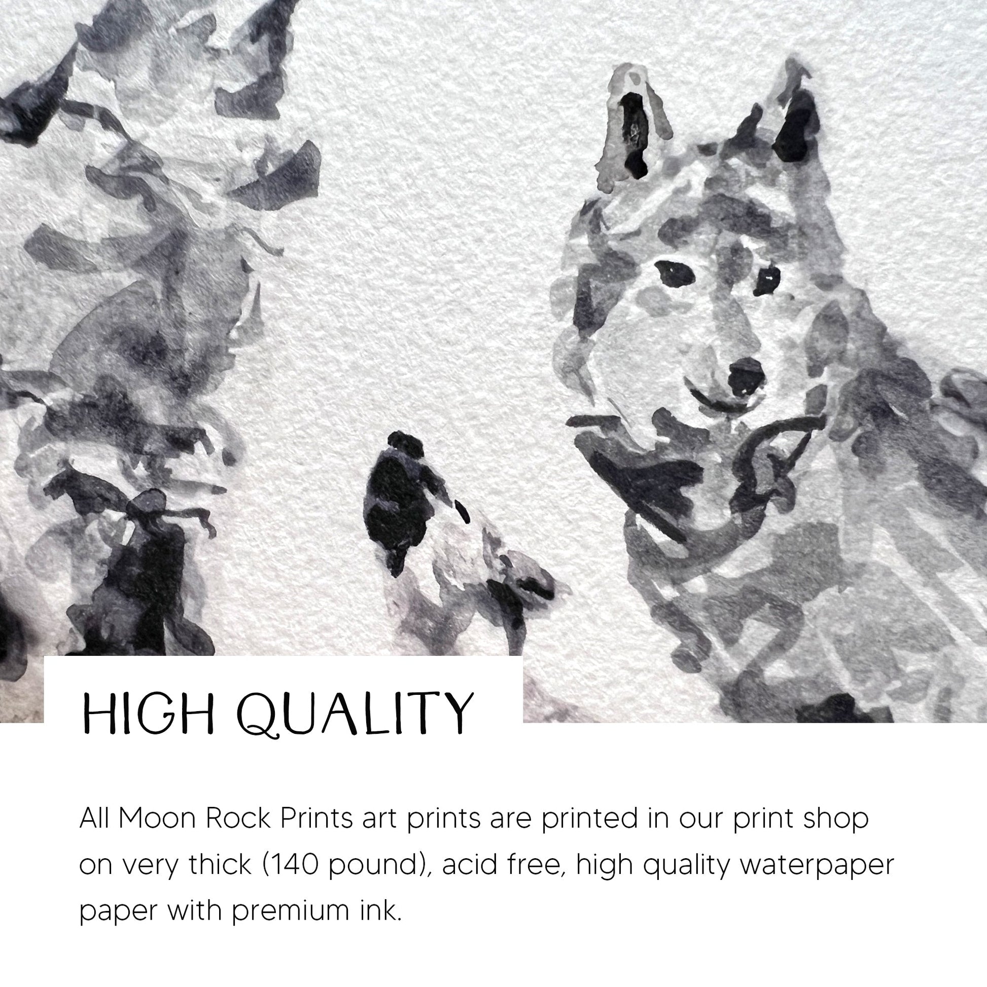 Wolf Family Personalized Watercolor Art Print - Art Prints - Moon Rock Prints