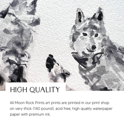 Wolf Family Personalized Watercolor Art Print - Art Prints - Moon Rock Prints