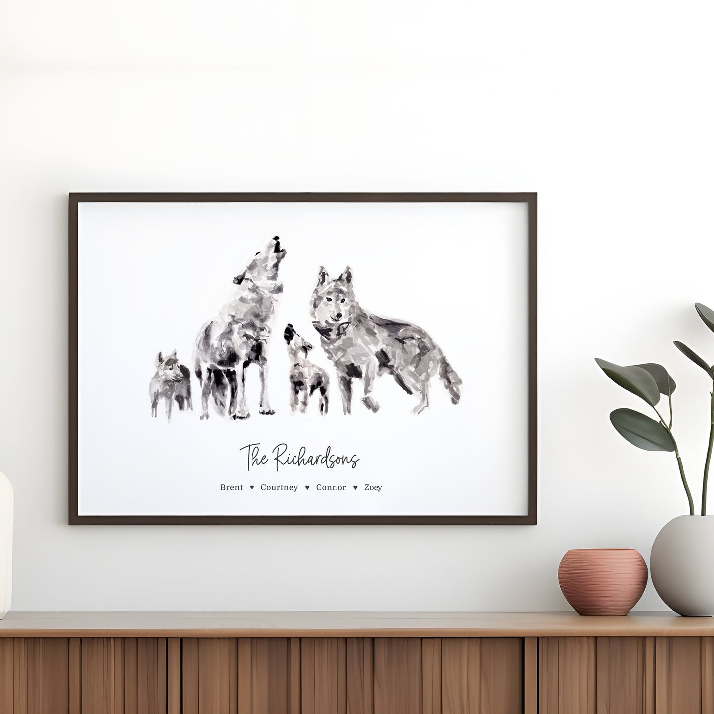 Wolf Family Personalized Watercolor Art Print - Art Prints - Moon Rock Prints