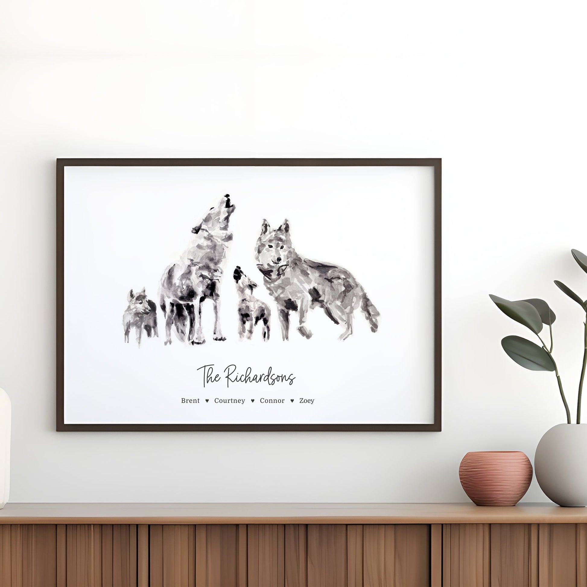 Wolf Family Personalized Watercolor Art Print - Art Prints - Moon Rock Prints