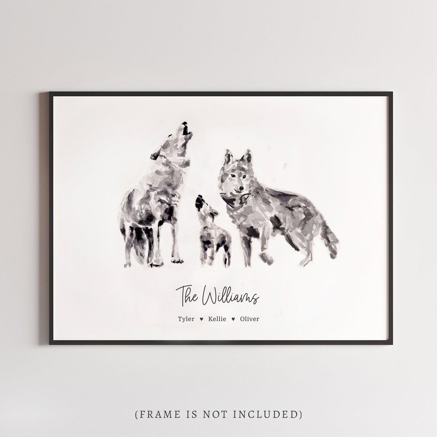 Wolf Family Personalized Watercolor Art Print - Art Prints - Moon Rock Prints